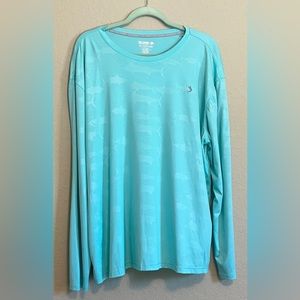 L/S Reel Legend Men’s Mint Green moisture wicking outdoor shirt.